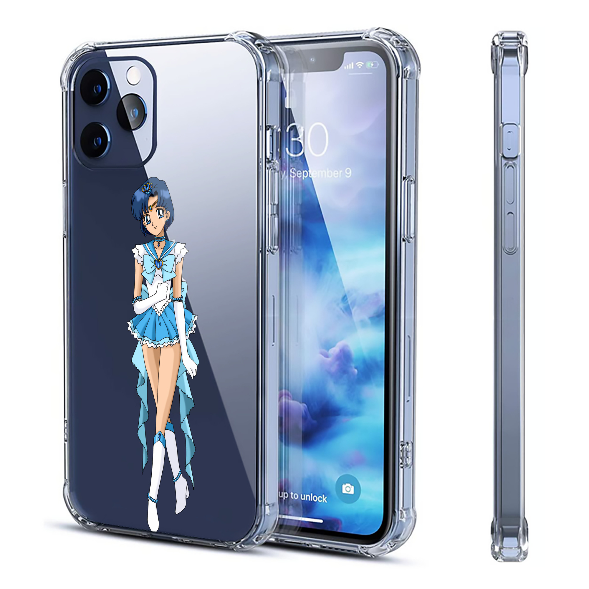 （画像用） 美少女戦士セーラームーン 水野 亜美 みずの あみ Sailor Moon Mizuno Ami 【iPhone 12シリーズ対応】透明スマホケース（クリアソフトケース）